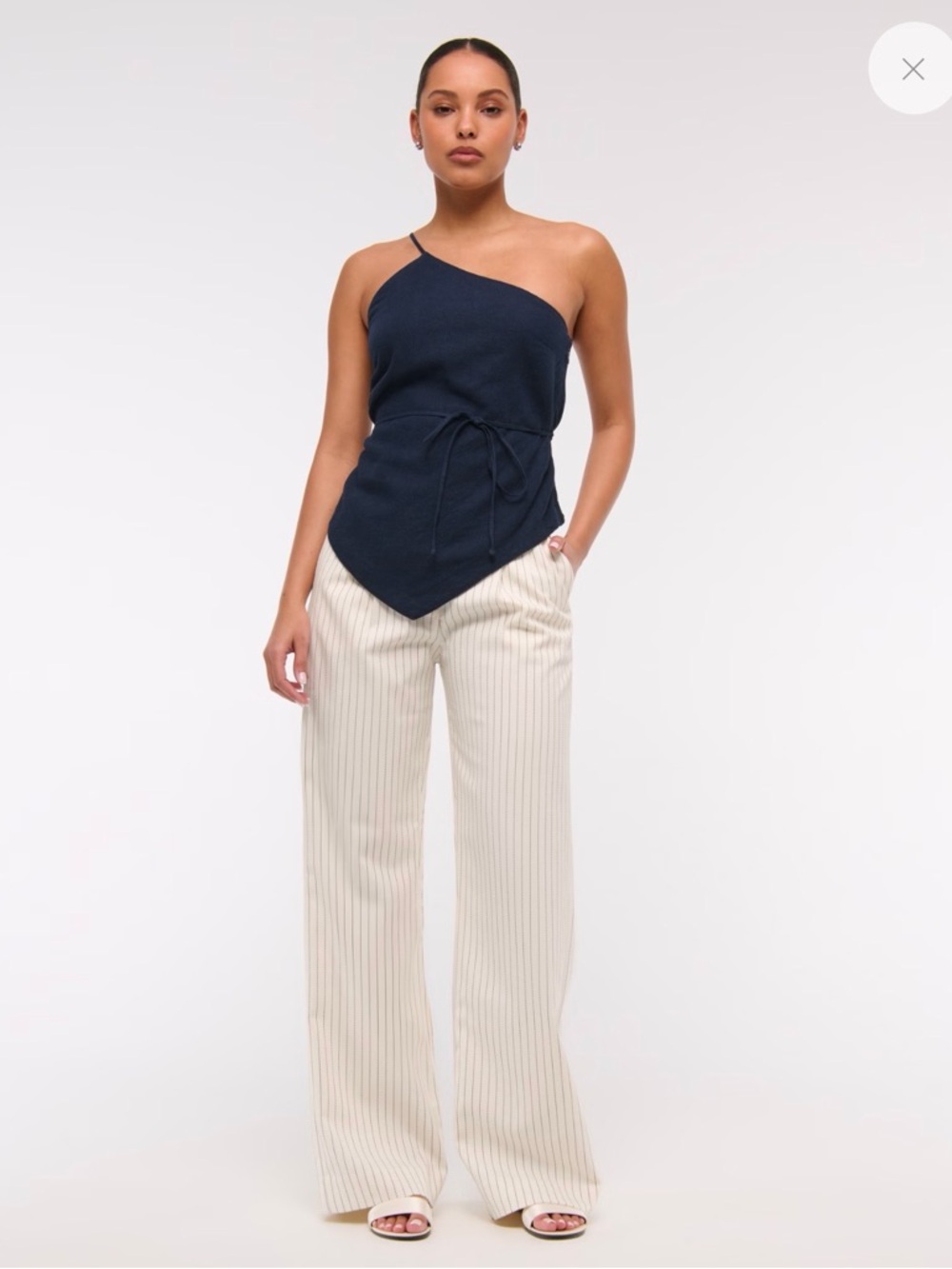 Abercrombie and Fitch Sloane Tailored Wide Leg Pant Cream Stripe Size 26 Short